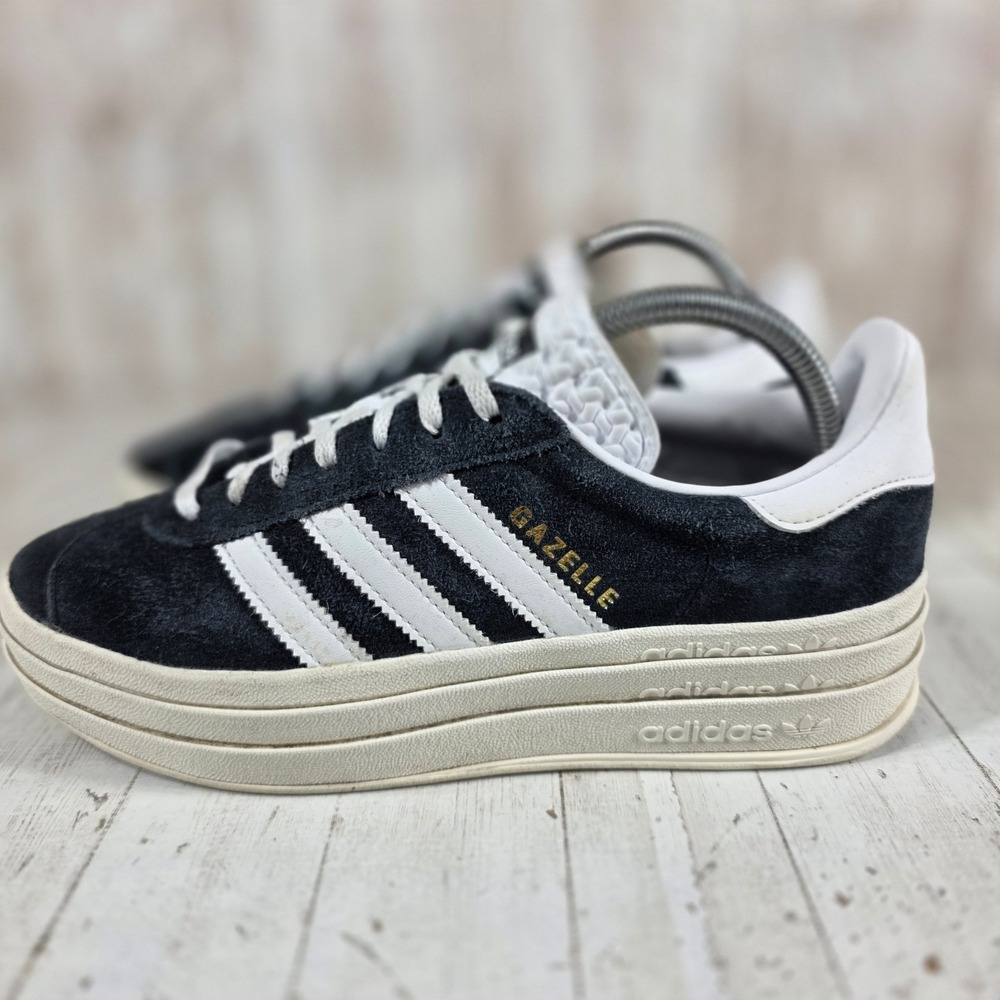 Adidas Gazelle Bold W Core Black White Platform Suede HQ6890